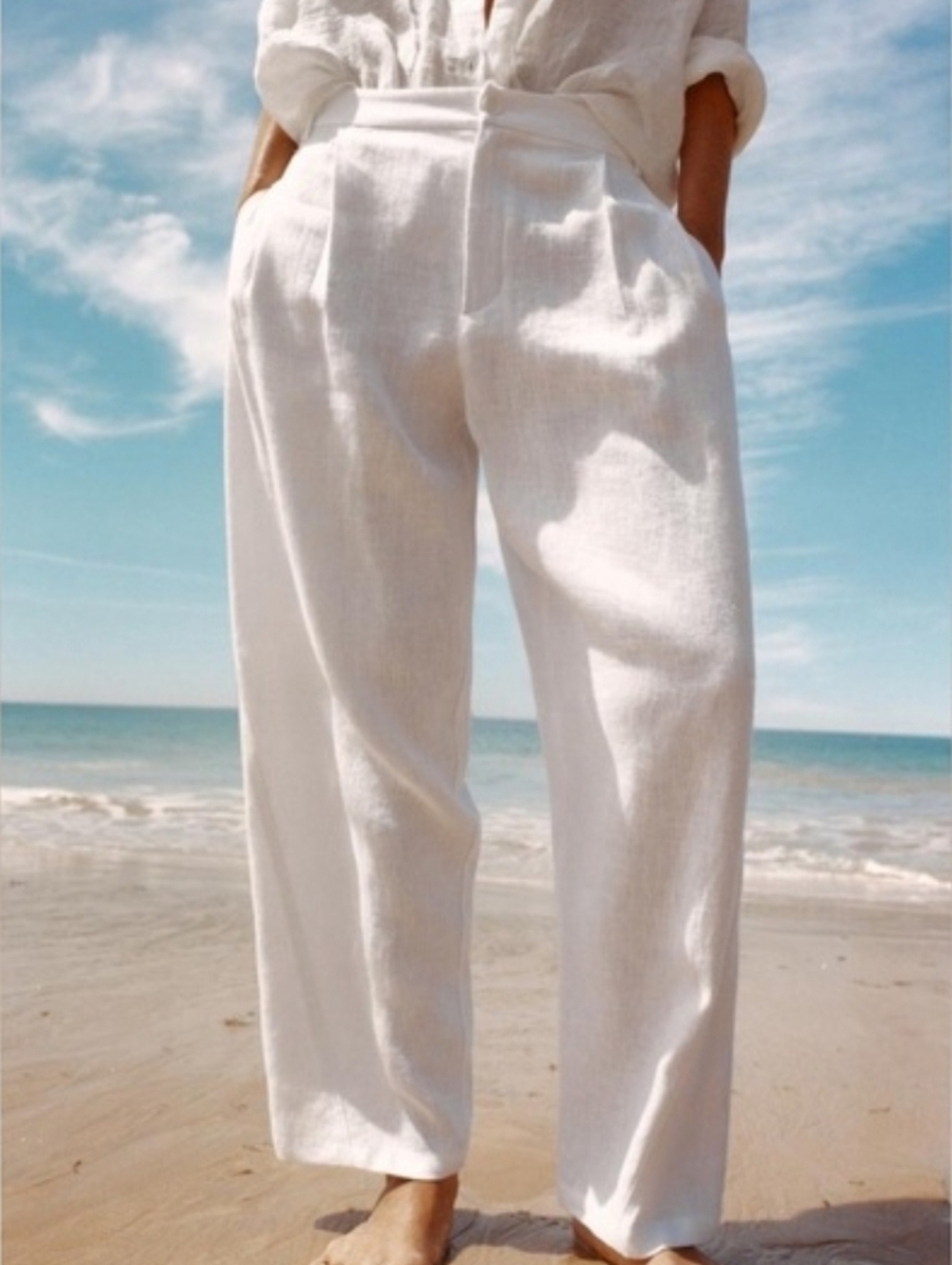 Sz M ZARA NWT LINEN PANTS ZW COLLECTION Brand New - Picture 3 of 5
